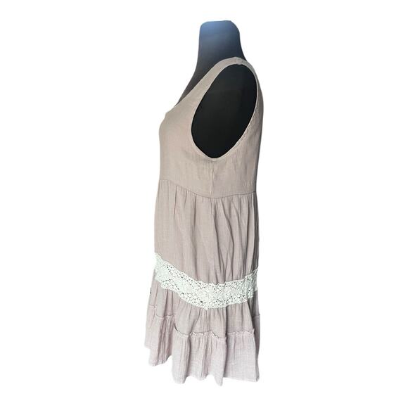Y2K Anthro Coco+Carmen Lagenlook Boho Cottagecore Tiered Mini Dress S/M Prairie - Picture 2 of 6